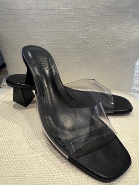 Clear Strap Black Mule Heels by Schutz size 7.5 
Made in Brasil 
Used twice